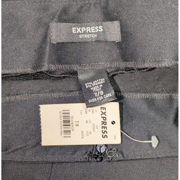 Vintage Express Pants 7/8 Black Embellished Waist Flared Leg Zipper Front Y2K - Picture 6 of 7